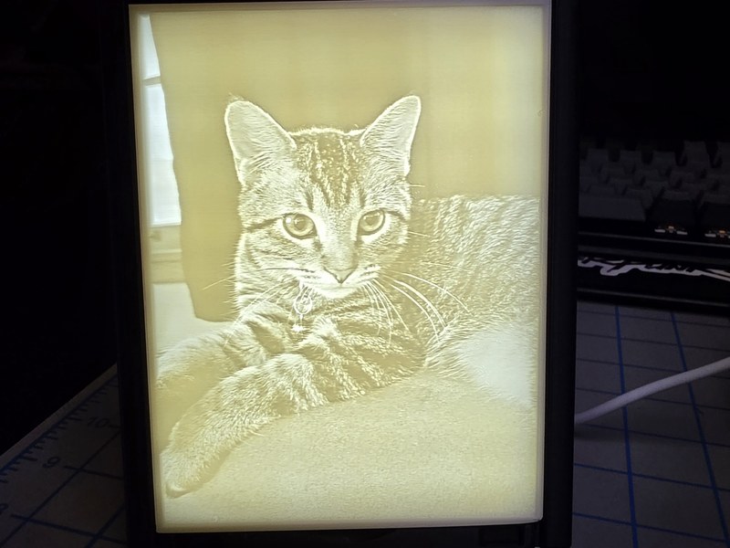 Photo lithophane lit on an LED backlight panel